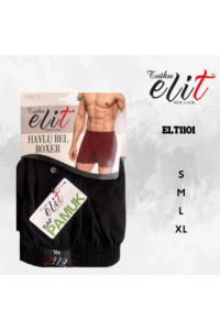 ELT1101 - Siyah - Elit Erkek Havlu Bel Düz Boxer