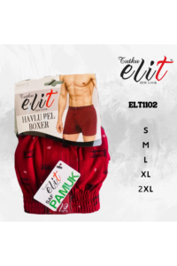 ELT1102 - Bordo - Elit Erkek Havlu Bel Desenli Boxer