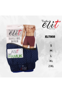 ELT1102 - Lacivert - Elit Erkek Havlu Bel Desenli Boxer