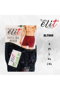 ELT1102 - Siyah - Elit Erkek Havlu Bel Desenli Boxer